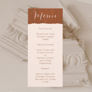 Elegant Boho Terra Cotta Wedding Menükarte