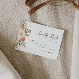 Elegant Boho Terracotta Floral Wedding RSVP Karte