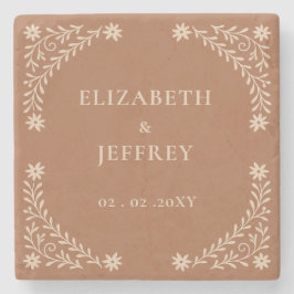 Elegant Boho Terracotta Floral Wedding Steinuntersetzer