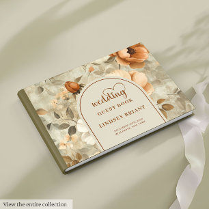 Elegant Boho Terrakotta Elfenbein Salbei Blumen Ho Gästebuch