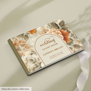 Elegant Boho Terrakotta Elfenbein Salbei Blumen Ho Gästebuch