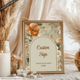 Elegant Boho Terrakotta Elfenbein Salbei Floral Ma Poster