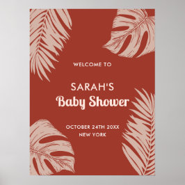 Elegant Boho Tropical Blätter Baby Dusche Willkomm Poster