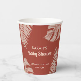 Elegant Boho Tropical Blätter Baby Shower Pappbecher