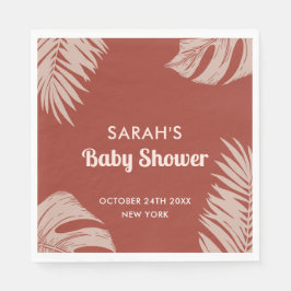 Elegant Boho Tropical Blätter Baby Shower Serviette