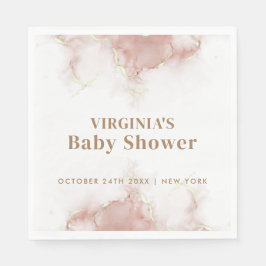 Elegant Boho Watercolor Agate Gold Baby Shower Serviette