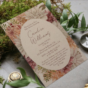 Elegant Boho Watercolor Floral Couples Baby Shower Einladung