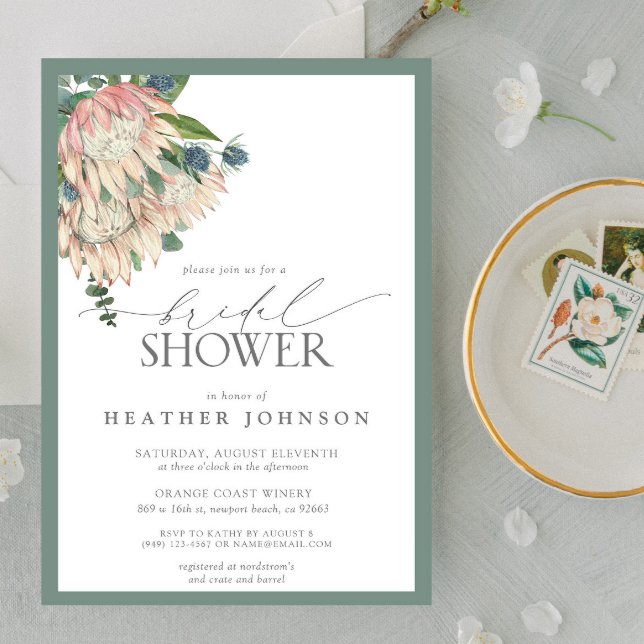 Elegant Boho Watercolor Protea Brautparty Invit Einladung (Elegant Boho Watercolor Protea Bridal Shower Invitation!
)
