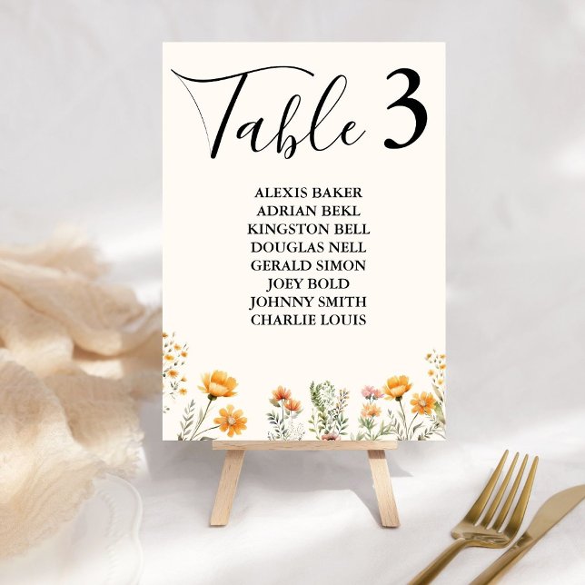 Elegant Boho Weadow Ivory Wildblume Wedding Tischnummer (Von Creator hochgeladen)