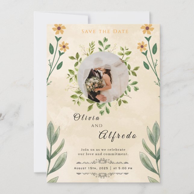 Elegant Boho Wedding Invitation – PersonInvitation Einladung (Vorderseite)