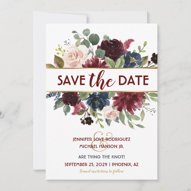 Elegant Boho Wedding Save the Date Einladung (Vorderseite)