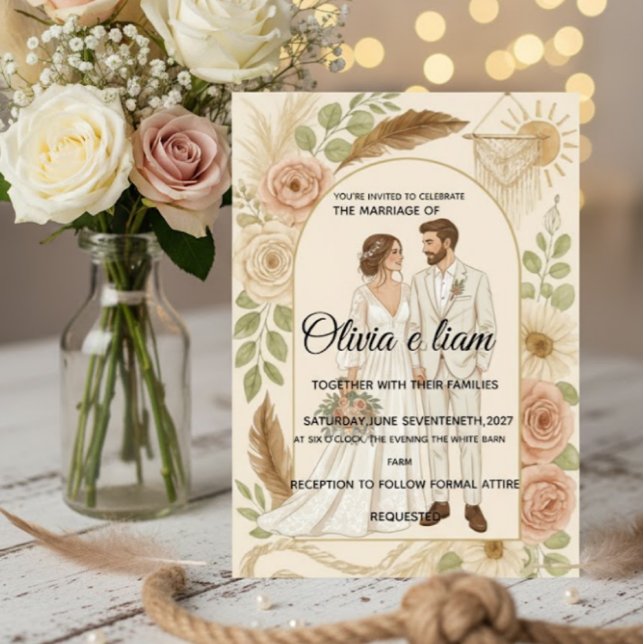 Elegant Boho Wedding Stationery Suite - Olivia & L Karte (Von Creator hochgeladen)