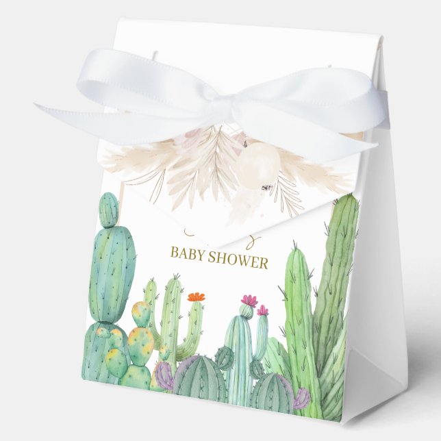 Elegant Boho Western Cactus Arch Baby Shower Geschenkschachtel (Vorderseite)