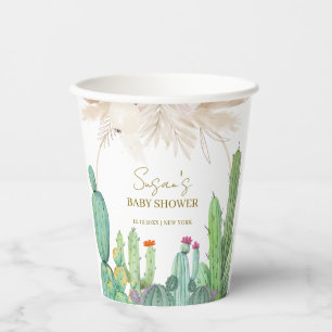 Elegant Boho Western Cactus Arch Baby Shower Pappbecher