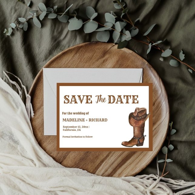 Elegant Boho Western Cowboy Wedding Save the date Einladung (Von Creator hochgeladen)