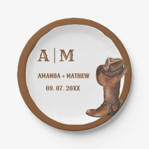 Elegant Boho Western Cowboy Wedding Vielen Dank Pappteller