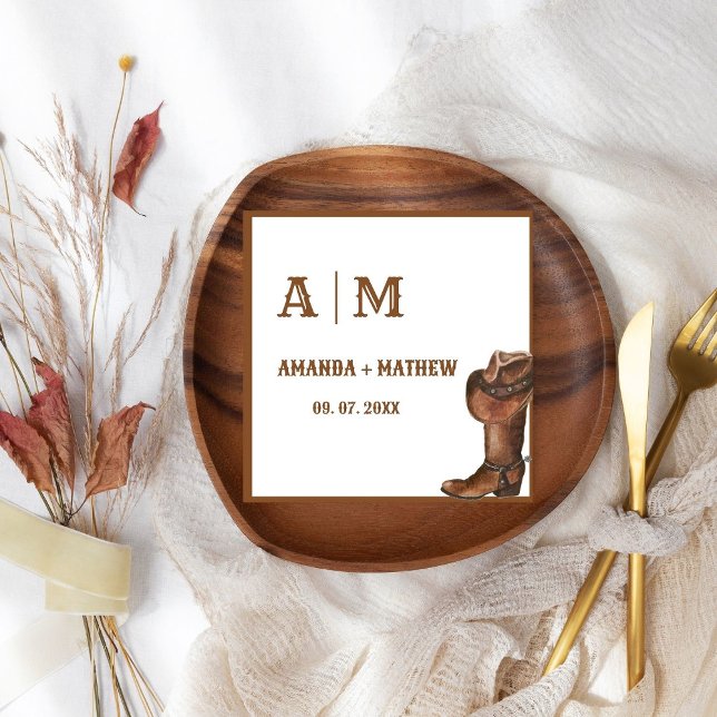 Elegant Boho Western Cowboy Wedding Vielen Dank Serviette (Von Creator hochgeladen)