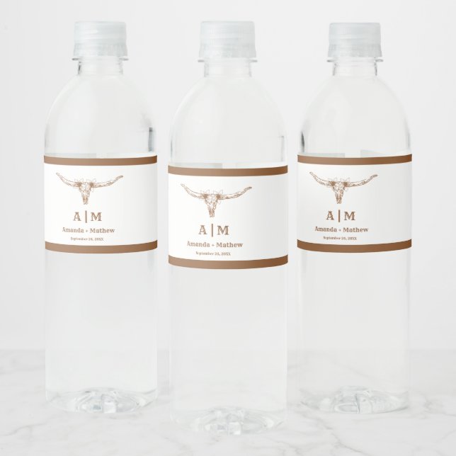 Elegant Boho Western Cowboy Wedding Wasserflaschenetikett (Flaschen)