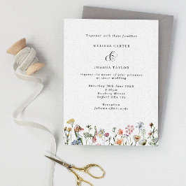 Elegant Boho Wild Blume Wedding Einladung