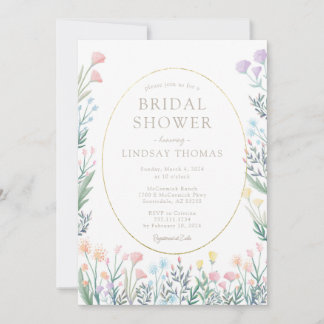 Elegant Boho Wildblume Bridal Dusche Einladung
