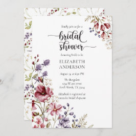 Elegant Boho Wildblume Bridal Dusche Einladung