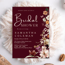 Elegant Boho Wildblume Burgundy Brautparty
