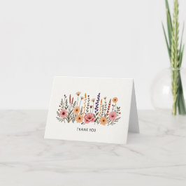 Elegant Boho Wildblume Dankeschön Card Dankeskarte