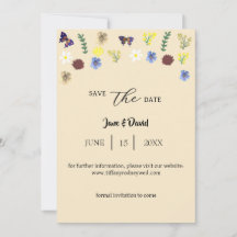 Elegant Boho Wildblume Eggshell Rett-The-Date