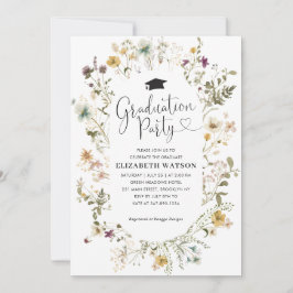 Elegant Boho Wildblume Floral Graduation Party Einladung