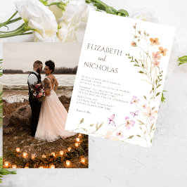 Elegant Boho Wildblume Foto Lässig Wedding Einladung