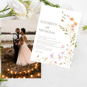 Elegant Boho Wildblume Foto Lässig Wedding Einladung