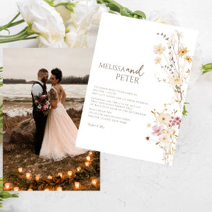 Elegant Boho Wildblume Foto Lässig Wedding Einladung
