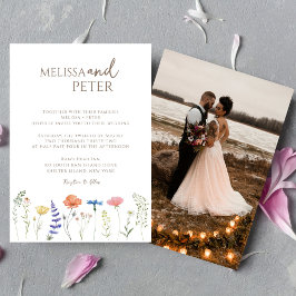 Elegant Boho Wildblume Foto Lässig Wedding Einladung