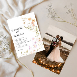 Elegant Boho Wildblume Foto Lässig Wedding Einladung