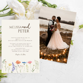 Elegant Boho Wildblume Foto Lässig Wedding Einladung