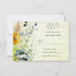 Elegant Boho Wildblume Garden Wedding RSVP Karte