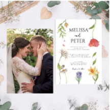 Elegant Boho Wildblume Hochzeit Einladung