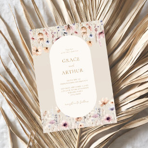 Elegant Boho Wildblume Hochzeit Einladung