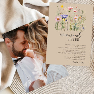 Elegant Boho Wildblume Hochzeit Einladung