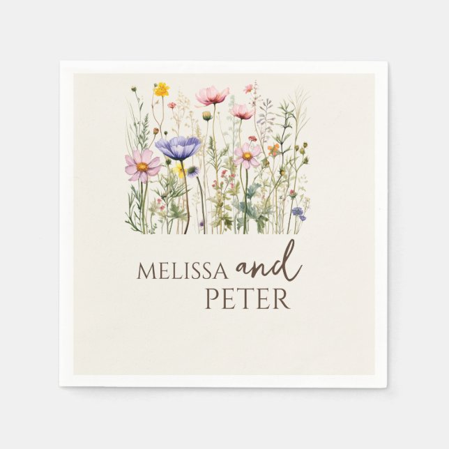 Elegant Boho Wildblume Hochzeit Einladung Serviette (Vorderseite)