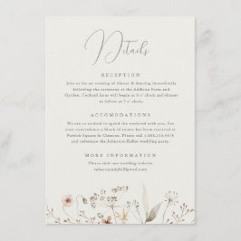 Elegant Boho Wildblume Hochzeiten Details Begleitkarte