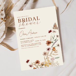Elegant Boho Wildblume Meadow Brautparty Einladung