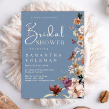 Elegant Boho Wildblume Periwinkle Brautparty