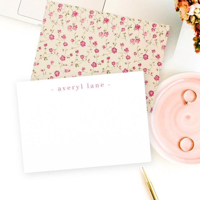 Elegant Boho Wildblume Personalisiert Stationery Mitteilungskarte (Von Creator hochgeladen)