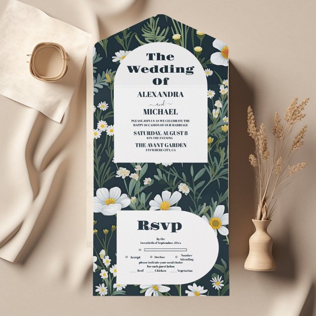Elegant Boho Wildblume Wedding All In One Einladung (Von Creator hochgeladen)