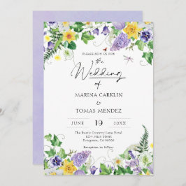 Elegant Boho Wildblume Wedding Einladung