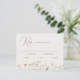 Elegant Boho Wildblume Wedding RSVP Karte