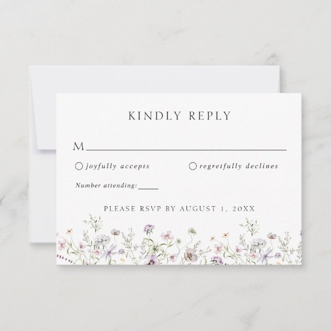 Elegant Boho Wildblume Wedding RSVP Response Einladung (Vorderseite)