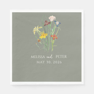 Elegant Boho Wildblume Wedding   Sage Green Serviette