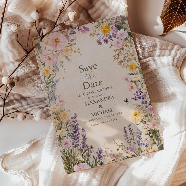 Elegant Boho Wildblume Wedding Save The Date (Von Creator hochgeladen)